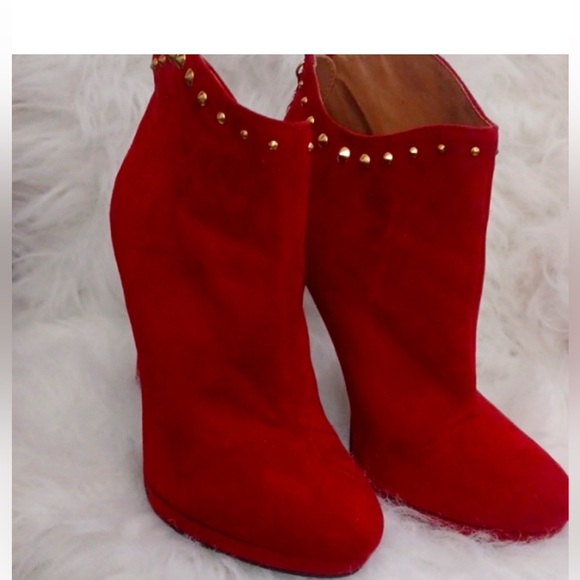 MOSSIMO RED ANKLE BOOTS 4.5 inches heels STUDDED BACK ZIPPER SIZE 8.5 - Picture 2 of 8